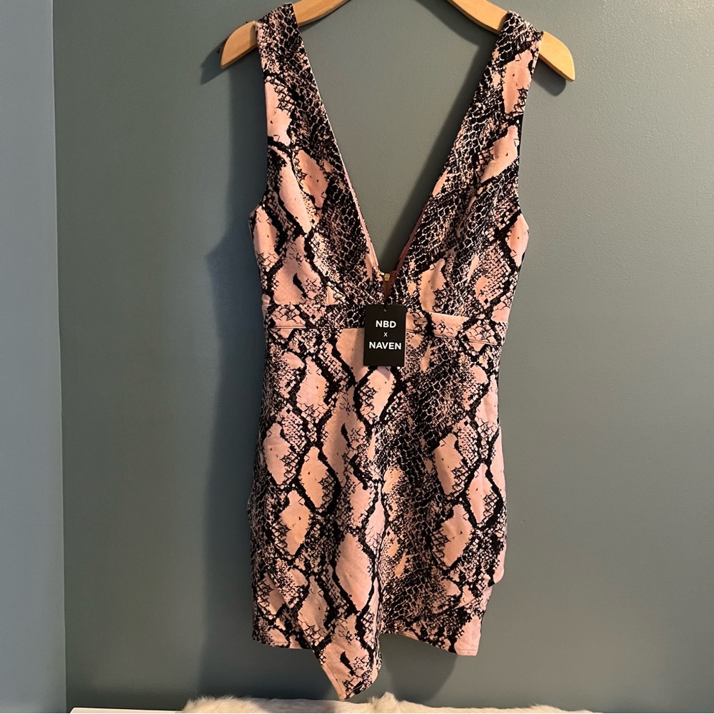 NBD x Naven Pink Snakeprint Mini Dress